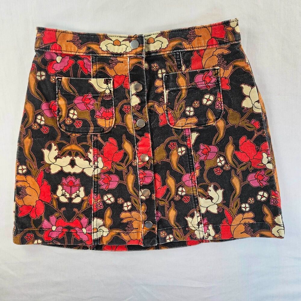 Urban Outfitters Women's Retro Corduroy Skirt Floral Multi Color Size XS